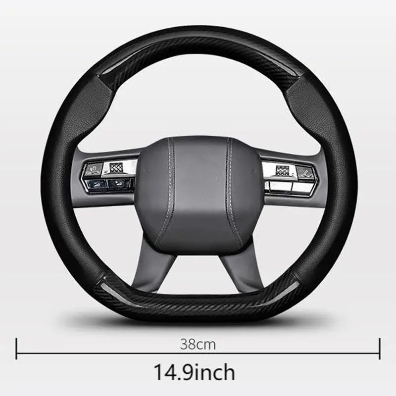 Anti-Slip Carbon Fiber Leather Steering Wheel Cover for BMW Vehicles