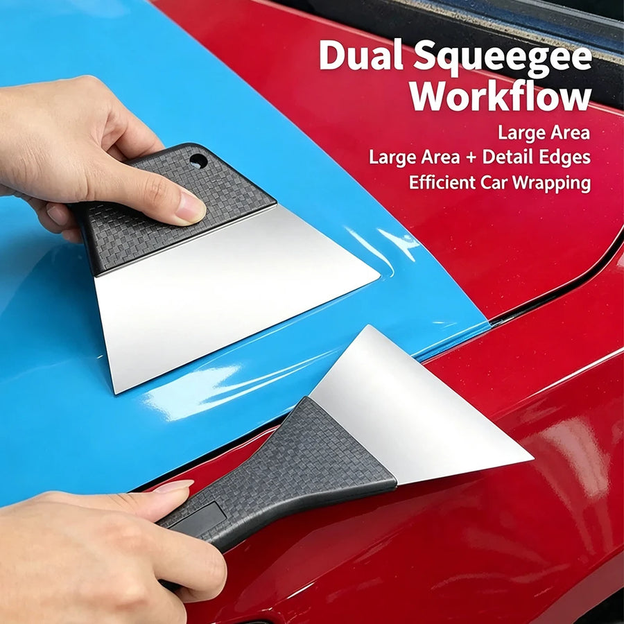 Stainless Steel Vinyl Wrap Squeegees - Long or Short Handle
