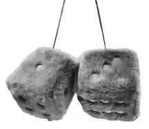 Pair of Retro Plush Fuzzy Dice Rearview Mirror Ornaments