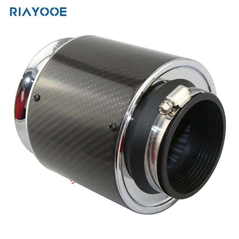 Universal 3-Inch 76mm High-Flow Air Filter with Carbon-Fiber Cover