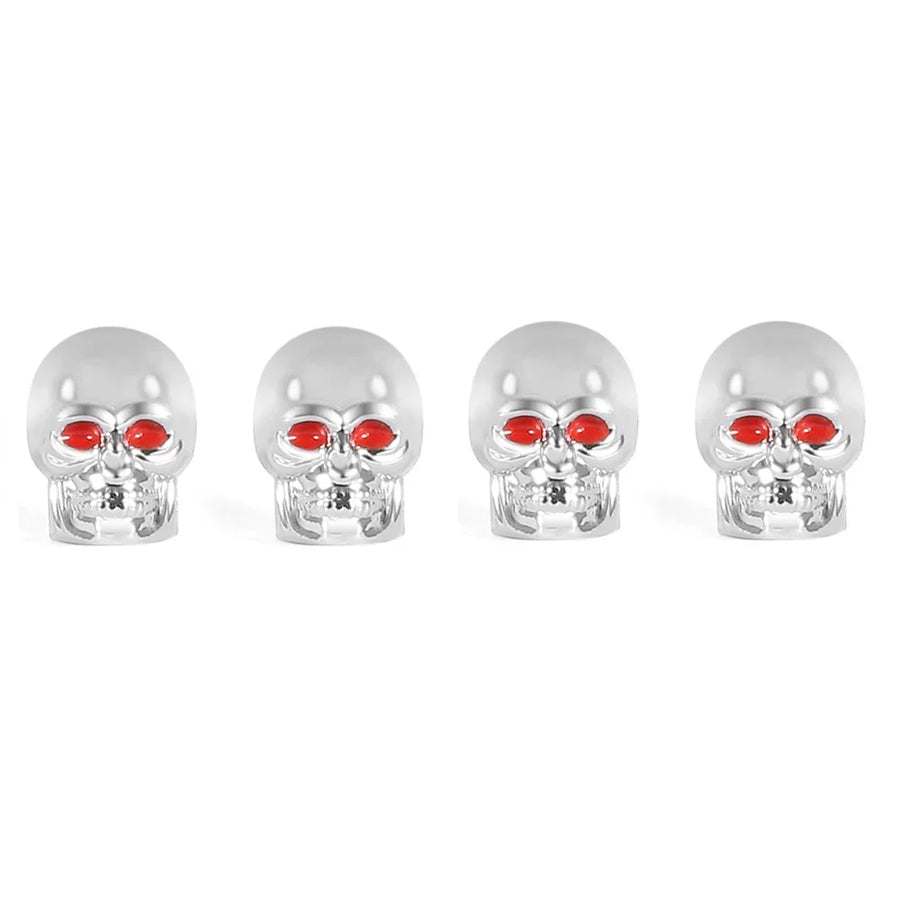 4-Piece Skull Tire Valve Cap Set with Copper Cores
