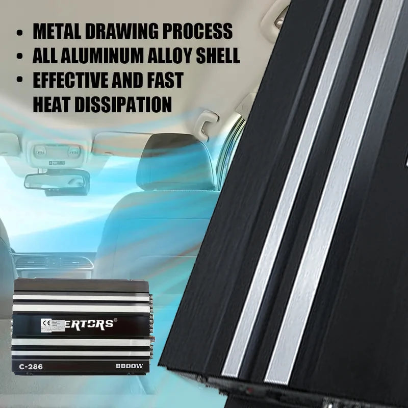 4-Channel Class AB 8800W Car Audio Amplifier