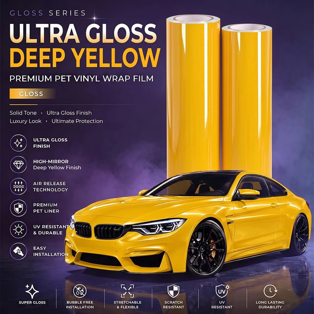 Dark Yellow Gloss Automotive Vinyl Wrap Film