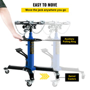 Hydraulic Telescopic Transmission Jack with Foot Pedal and Swivel Casters