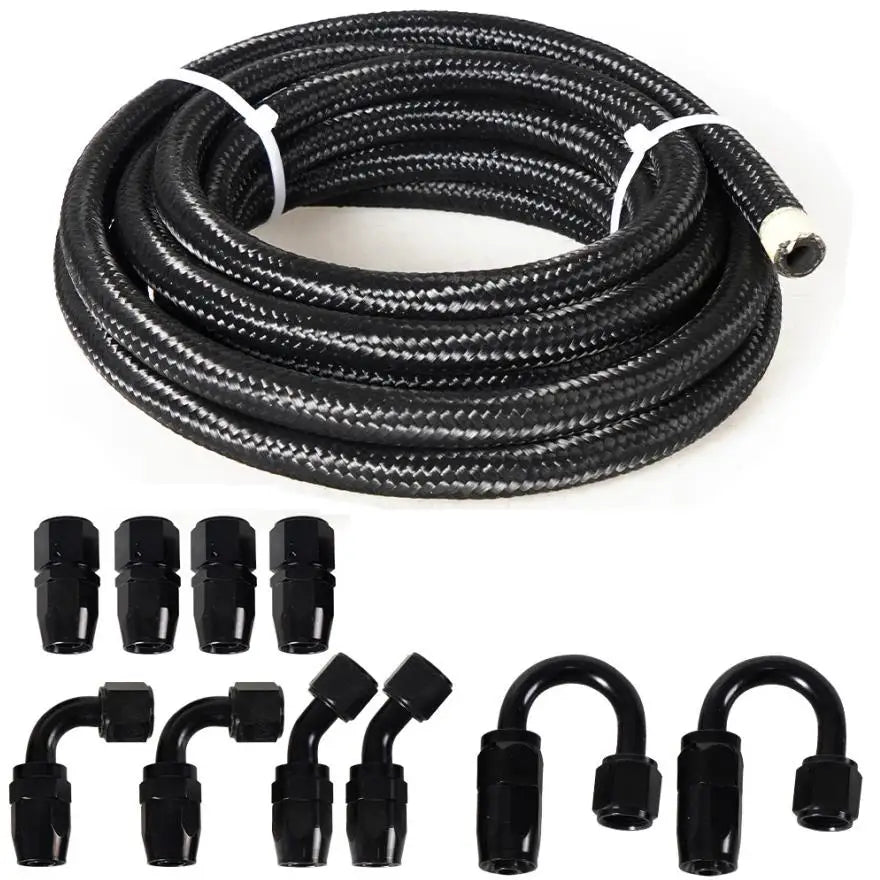 20ft Stainless Steel Braided 6/8/10/AN CPE Fuel/Oil Hose Line & Fittings Set