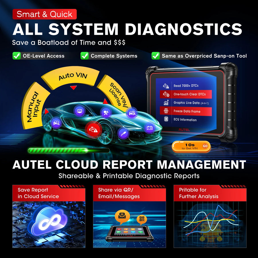 Autel MaxiCOM MK900BT Bluetooth Bidirectional OBD2 Scanner with 40+ Services