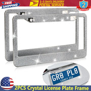 2-Piece Crystal Stainless Steel License Plate Frame Set
