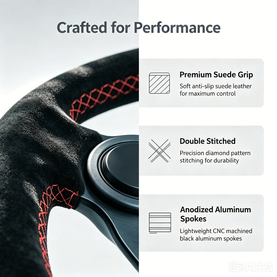 350 mm Deep-Dish Racing Steering Wheel – Leather or Suede