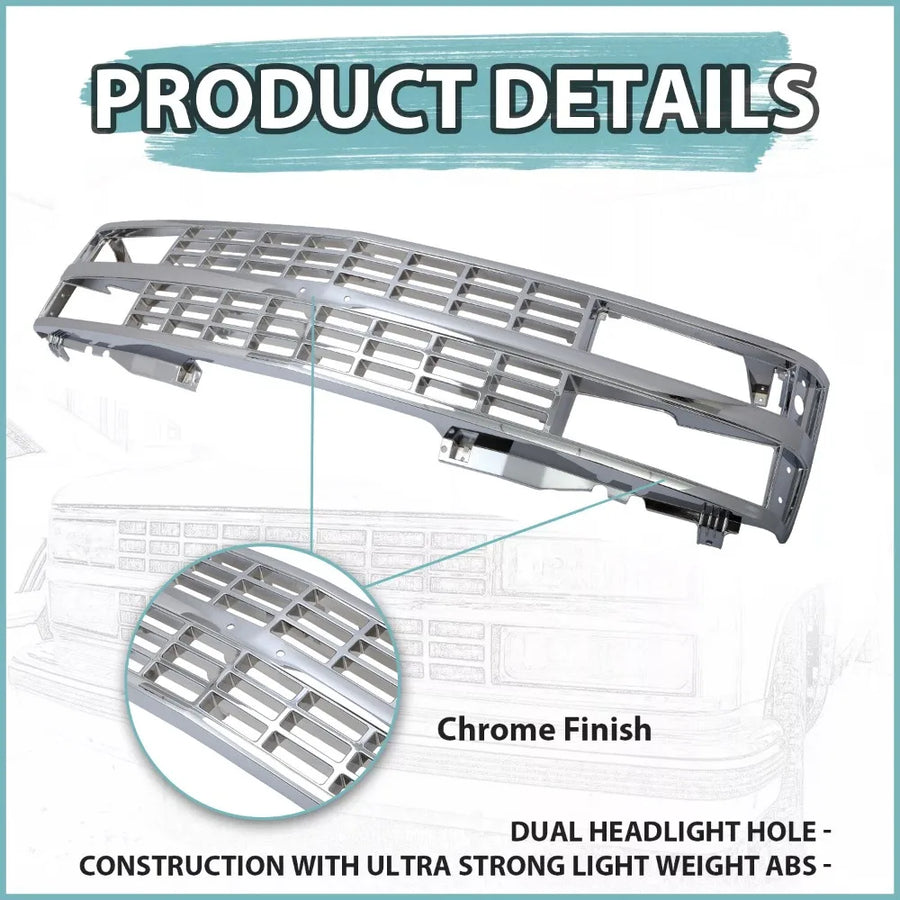 Chrome Front Grille for 1988–1993 Chevrolet Silverado