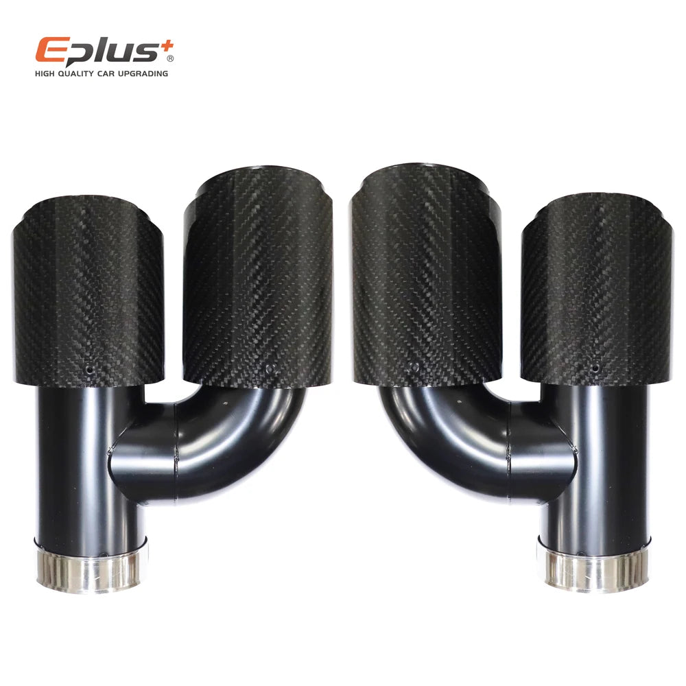 Universal H-Shaped Dual-Outlet Carbon-Fiber & Stainless Steel Exhaust Tip