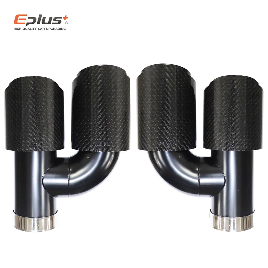 Universal H-Shaped Dual-Outlet Carbon-Fiber & Stainless Steel Exhaust Tip
