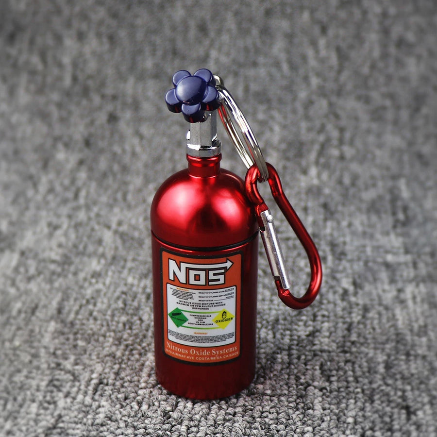 10cm Outdoor Nos Bottle Style Key Chain Car Ashtray Metal Car Ashtray Aluminium Keychain Bag