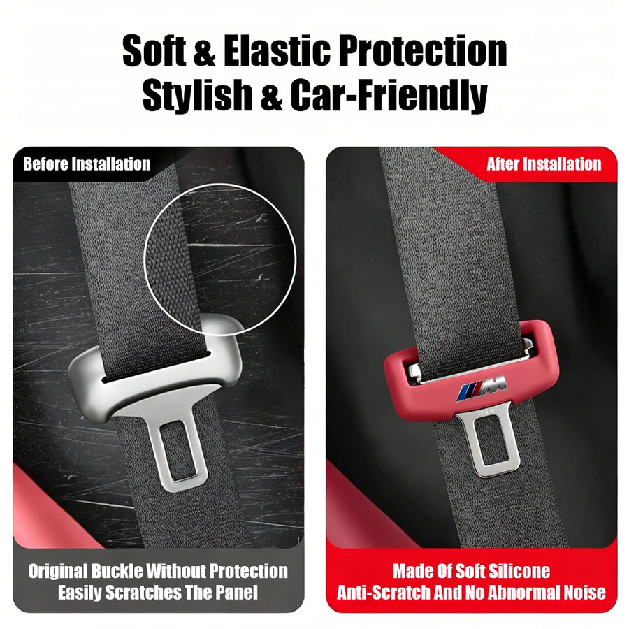 1/2-Piece Silicone Car Seat Belt Buckle Protective Cover Decorative for BMW E90 G80 M3 G30 M5 F82