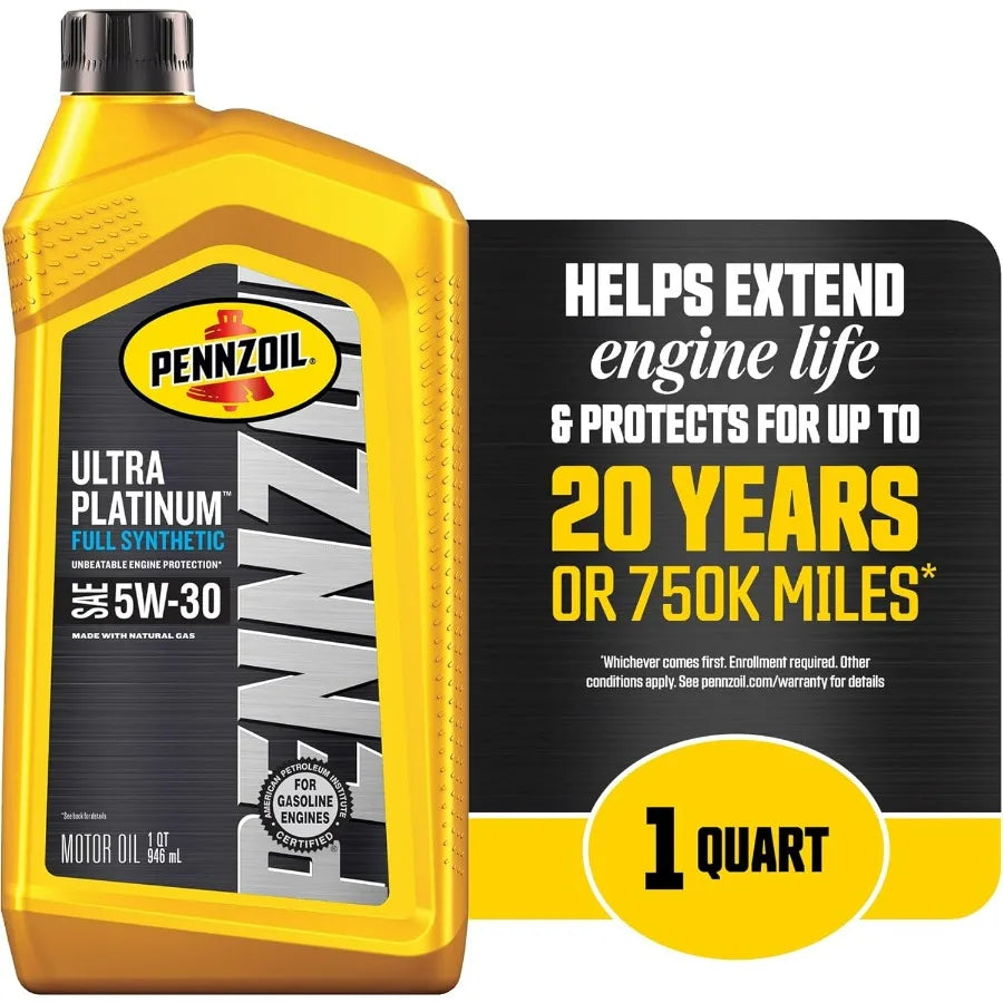 Pennzoil Ultra Platinum Full Synthetic 5W-30 Motor Oil, 1 Quart Case of 6