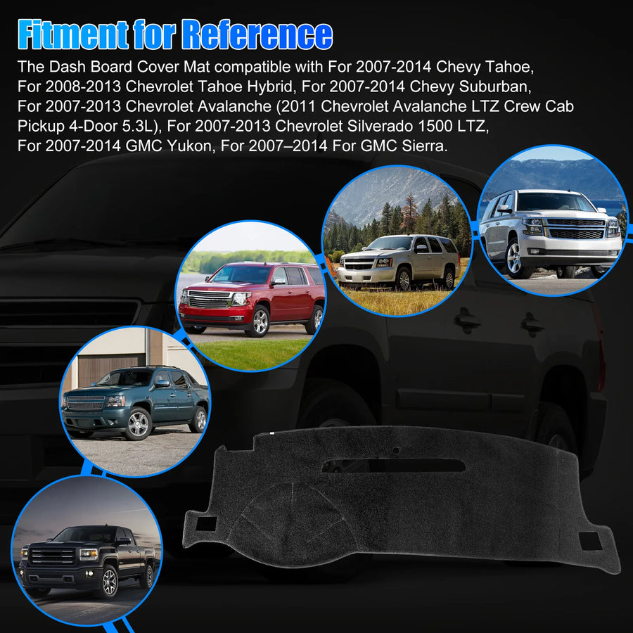 Dashboard Cover Mat for 2007–2014 Chevrolet Silverado/Tahoe/Suburban
