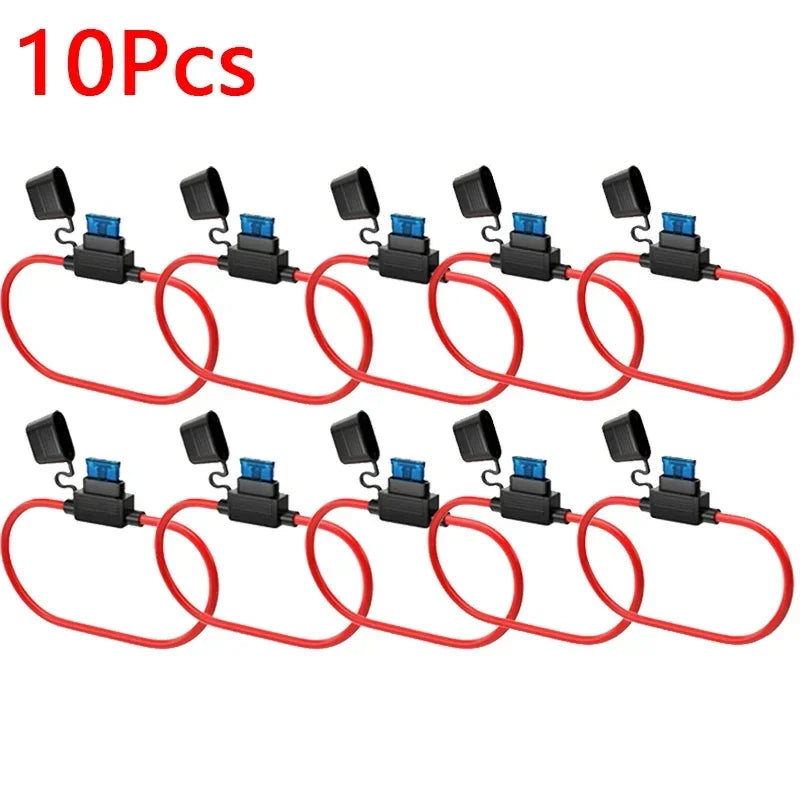 14 AWG Inline Mini Blade Fuse Holders with Fuses – 5 or 10 Pack