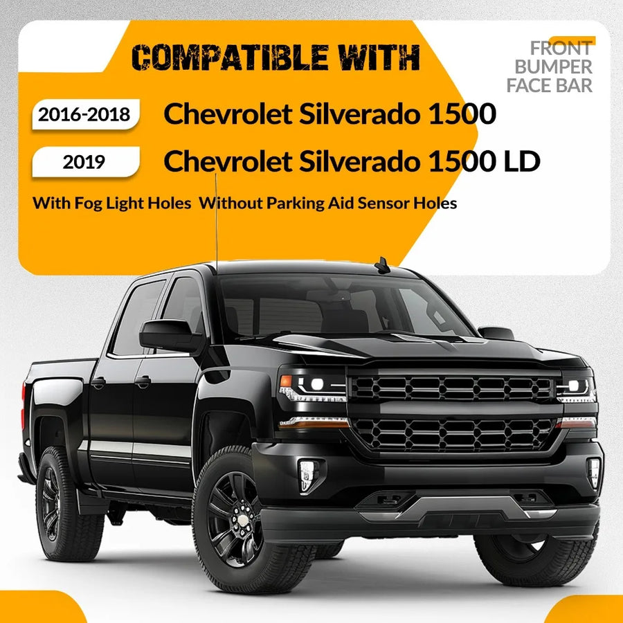 Front Bumper Face Bar with Holes for 2016–2019 Chevrolet Silverado 1500