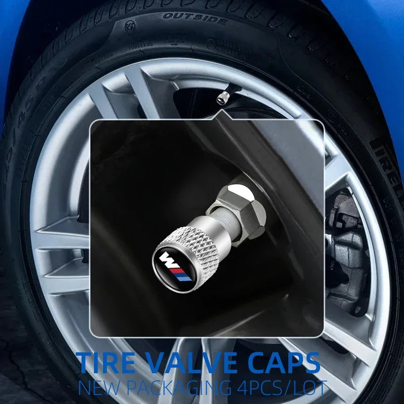 BMW M 50th-Style Aluminum Tire Valve Caps – 4-Piece Set