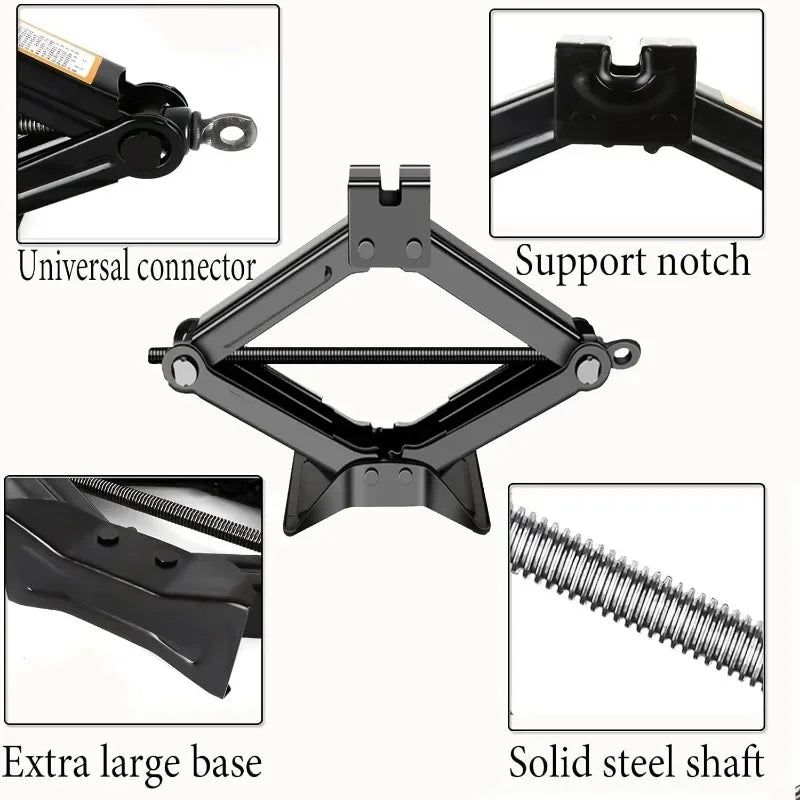 Portable Scissor Jack and Wrench Set, 0.8-2 Ton Options