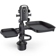 Adjustable Car Cup Holder Tray With 360° Rotating Phone Mount
