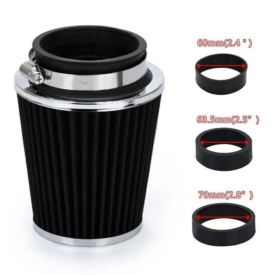 Universal 3 Inch 76mm High Flow Inlet Cleaner Dry Filter Cold Air Intake Cone Black