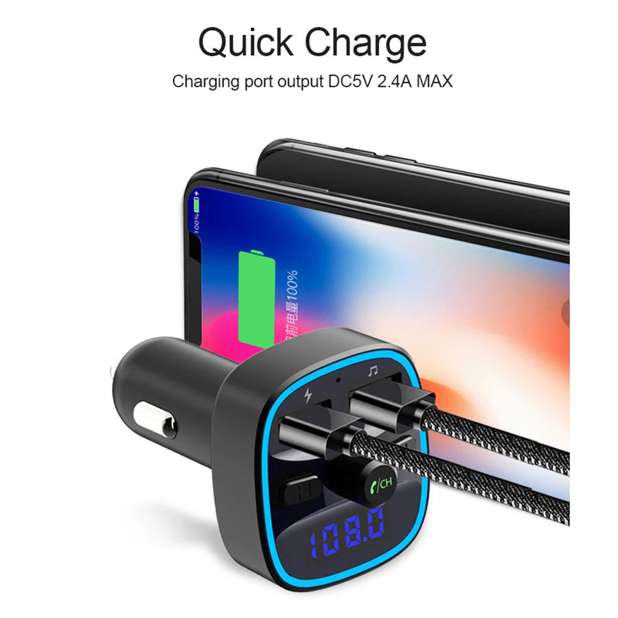Bluetooth 5.0 FM Transmitter and USB Car Charger