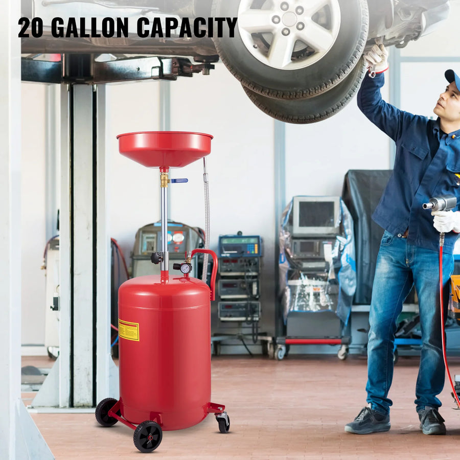 20-Gallon Air-Operated Waste Oil Drain Tank with Optional Regulating Valve