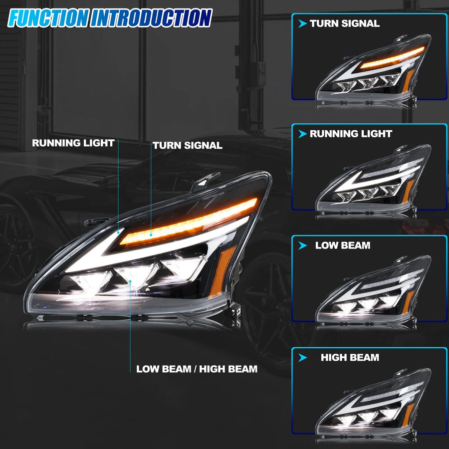 LED Headlight Assembly Pair for Lexus RX330/RX350/RX400h 2004–2009