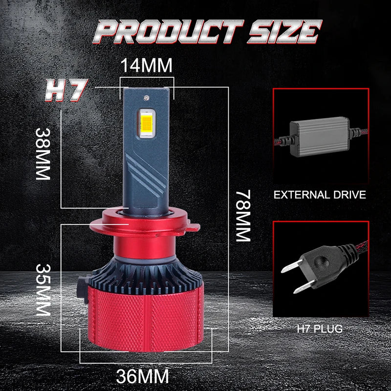 2-Piece H1/H4/H7/H11/9005/9006 LED Headlight Bulb – 6000K