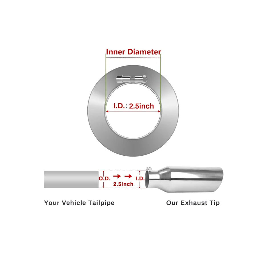 Universal Stainless Steel Exhaust Tip, 4/2.5-Inch
