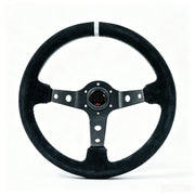 340 mm Suede Deep-Dish Racing Steering Wheel – White or Yellow