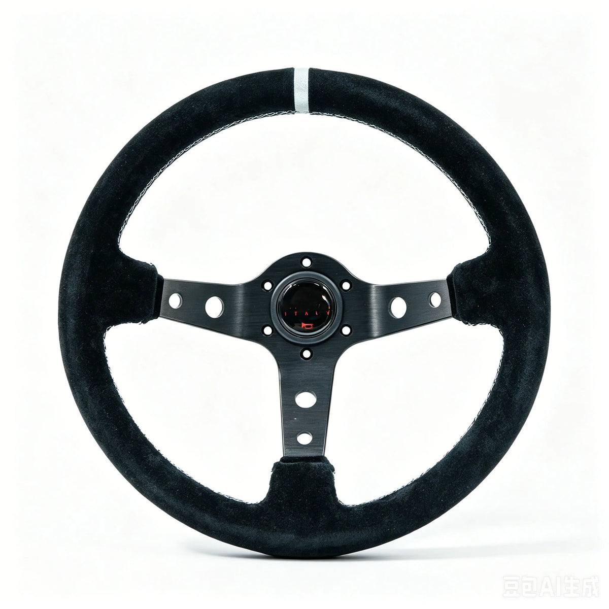 340 mm Suede Deep-Dish Racing Steering Wheel – White or Yellow