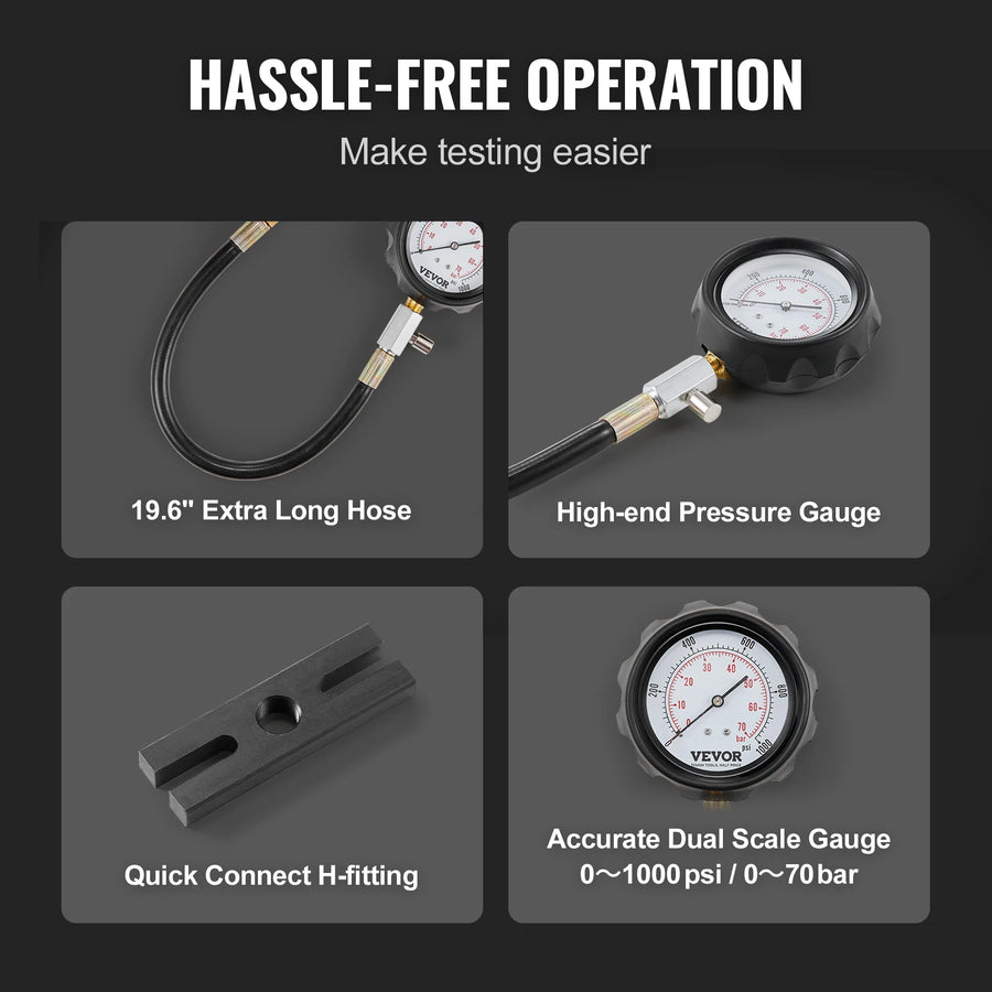18-Piece Engine Compression Tester Kit for Gasoline or Diesel Engines