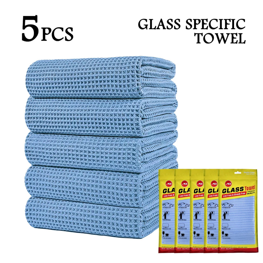 40 x 40 cm Waffle Microfiber Glass Towels - Multi-Pack