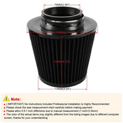 Universal 3 Inch 76mm Air Intake Cone Filter Black Air Filters