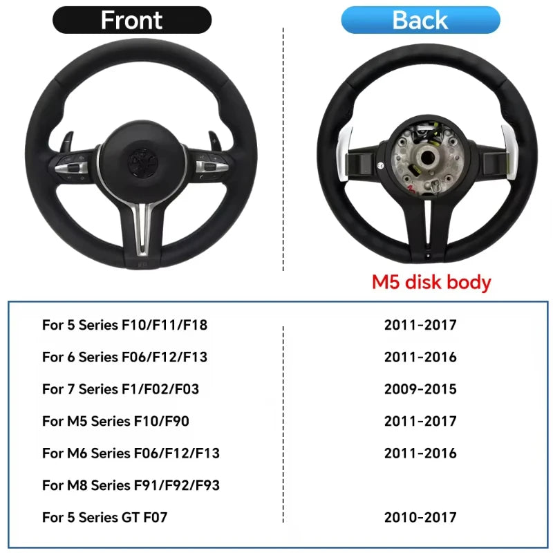 BMW E/F-Series Full-Leather Steering Wheel with Paddles – M3/M5 Styles