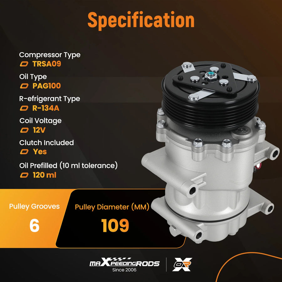 A/C Compressor Assembly for Honda Civic 1.7L 2002-2005, 6-Groove