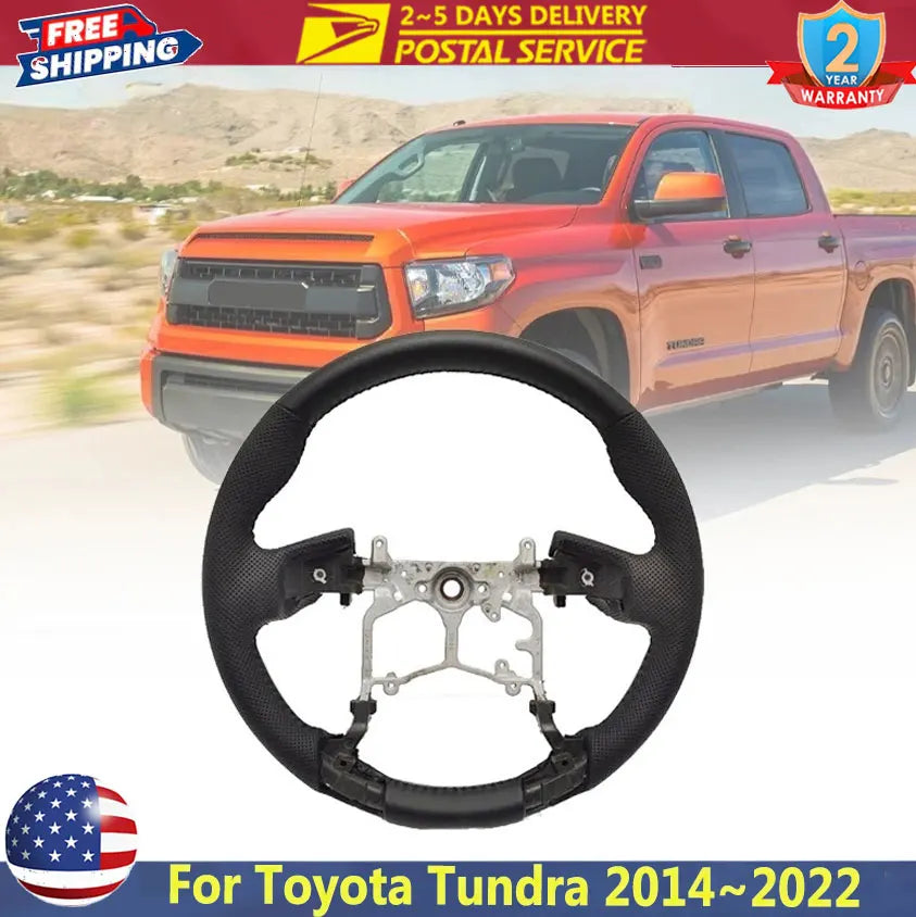 Toyota Tundra Flat-Bottom Perforated PU Steering Wheel – 2014–2022