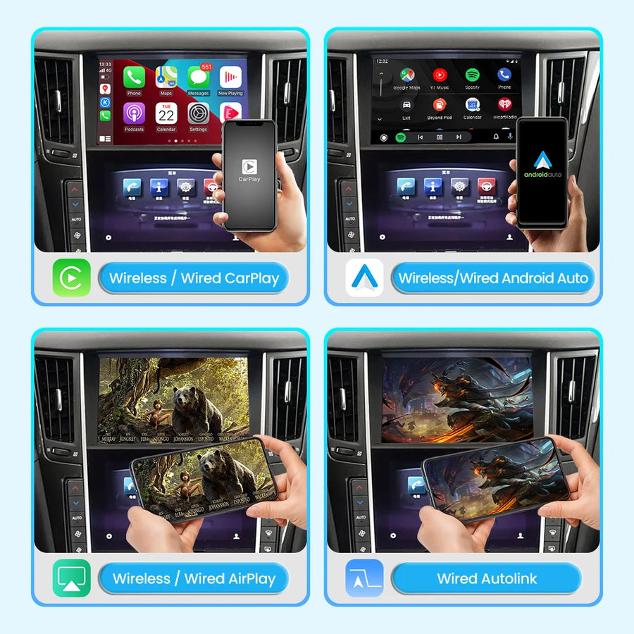 Wireless CarPlay and Android Auto Interface for Infiniti Q50/Q60 2013-2015