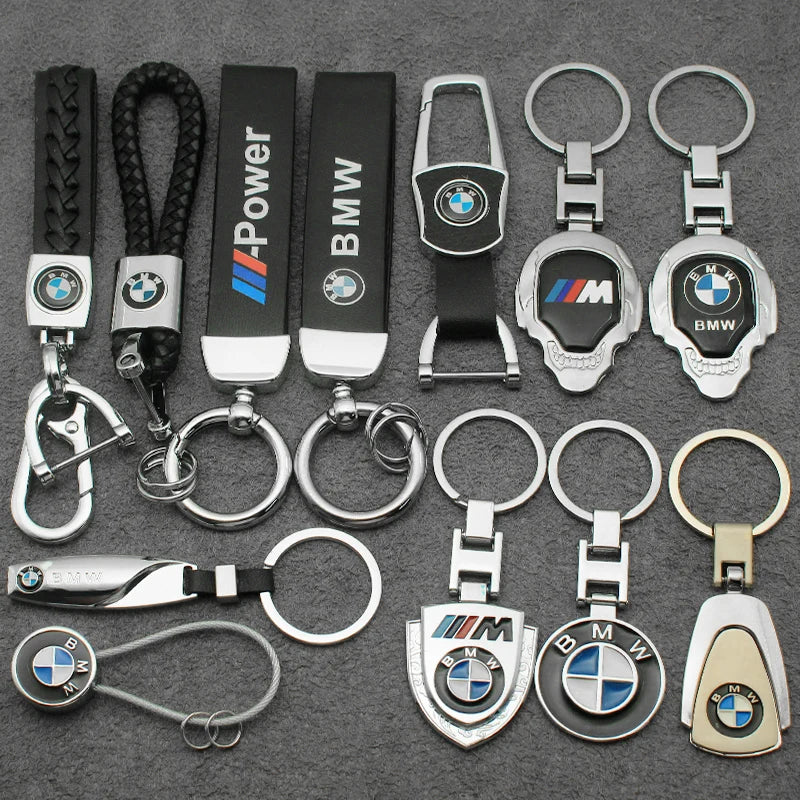 Metal and Leather Automotive Keychain – Multiple Designs