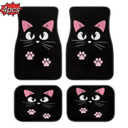 4-Piece Retro Cartoon Cat Car Floor Mat Set