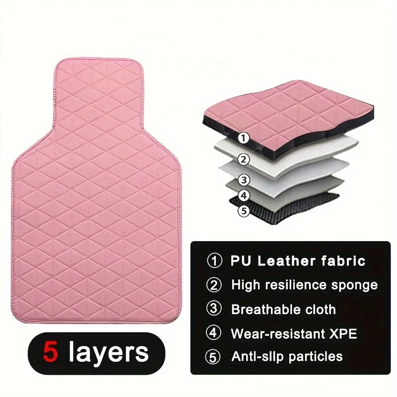 4-Piece Waterproof PU Leather Car Floor Mat Set