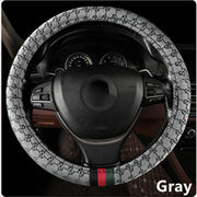 Designer Monogram Steering Wheel Cover With Classic Tricolor Stripe – 37–38 cm