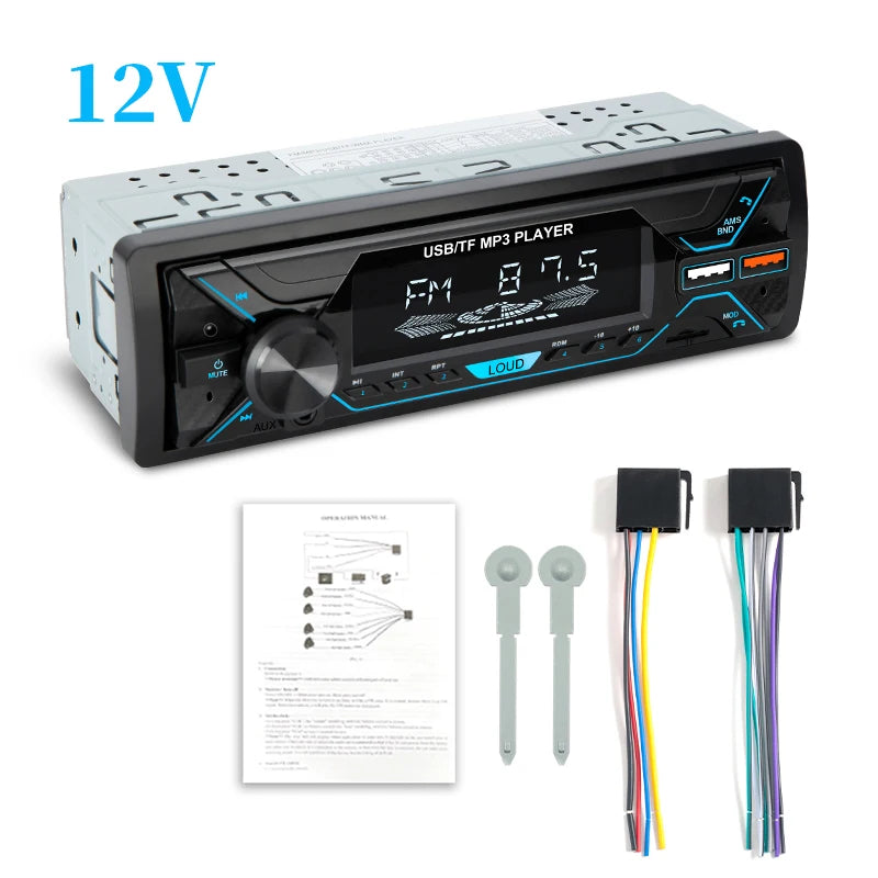 1-DIN Bluetooth Car Stereo – 4x60W with FM, USB, AUX and TF Card