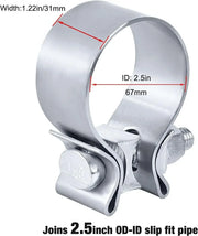 For Mufflers Catalytic Converters Silver 4-Piece 2.5 Inch T409 Stainless Steel Narrow Band Exhaust Clamps