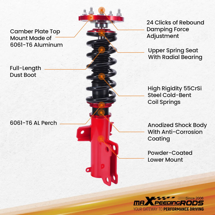 Coilover Suspension Lowering Kit for Ford Mustang GT S-197 Rwd Adjutable Suspension Lowering Kit
