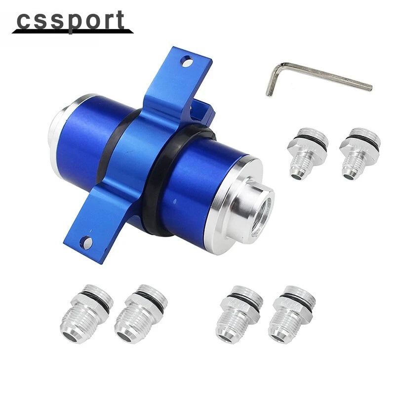 Cleanable 30 Micron Inline Fuel Filter AN6 AN8 AN10 with Bracket Universal Blue