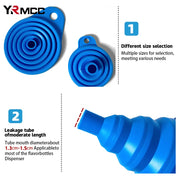 2-Piece Foldable Car Engine Funnel Silicone Liquid Funnel Washer Engine Oil Petrol Change Tools for