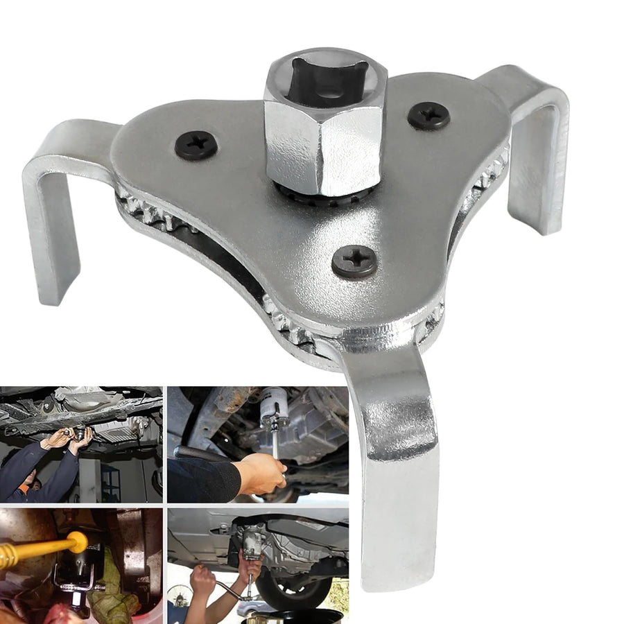 Universal 3-Jaw Oil Filter Wrench, 2.5-4.5 Inch, 1/2-Inch Drive