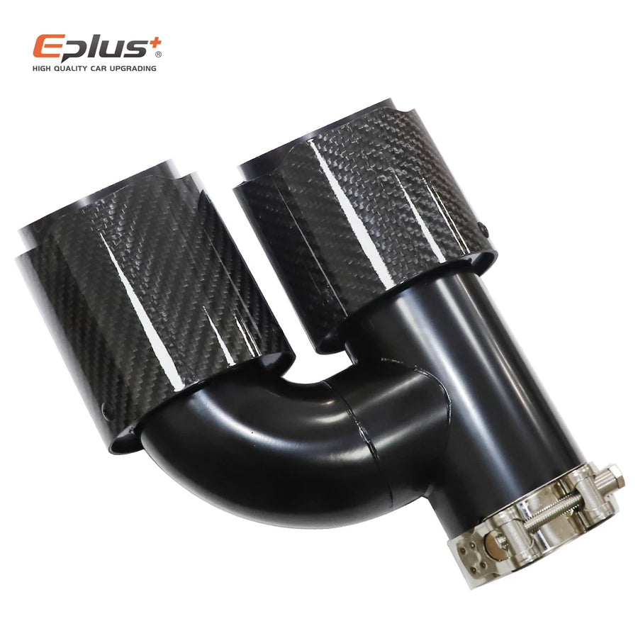 Universal H-Shaped Dual-Outlet Carbon-Fiber & Stainless Steel Exhaust Tip